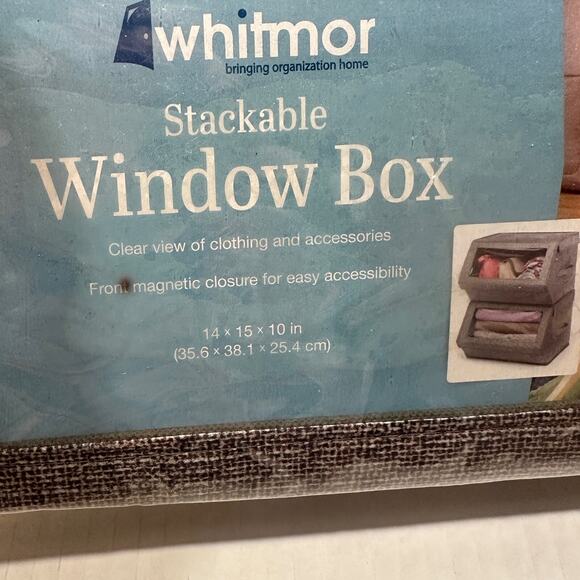 Set of 2 Stackable Window Box Closet Organizer Storage Bin with Magnetic Closure - Picture 6 of 9